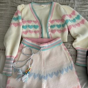 LoveShackFancy buena Woven cropped Cardigan size XS